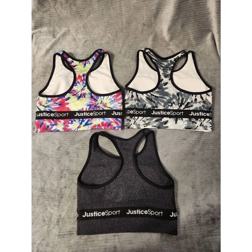 Lot of 3 Justice Girls' Seamless Longline Bra Size 28